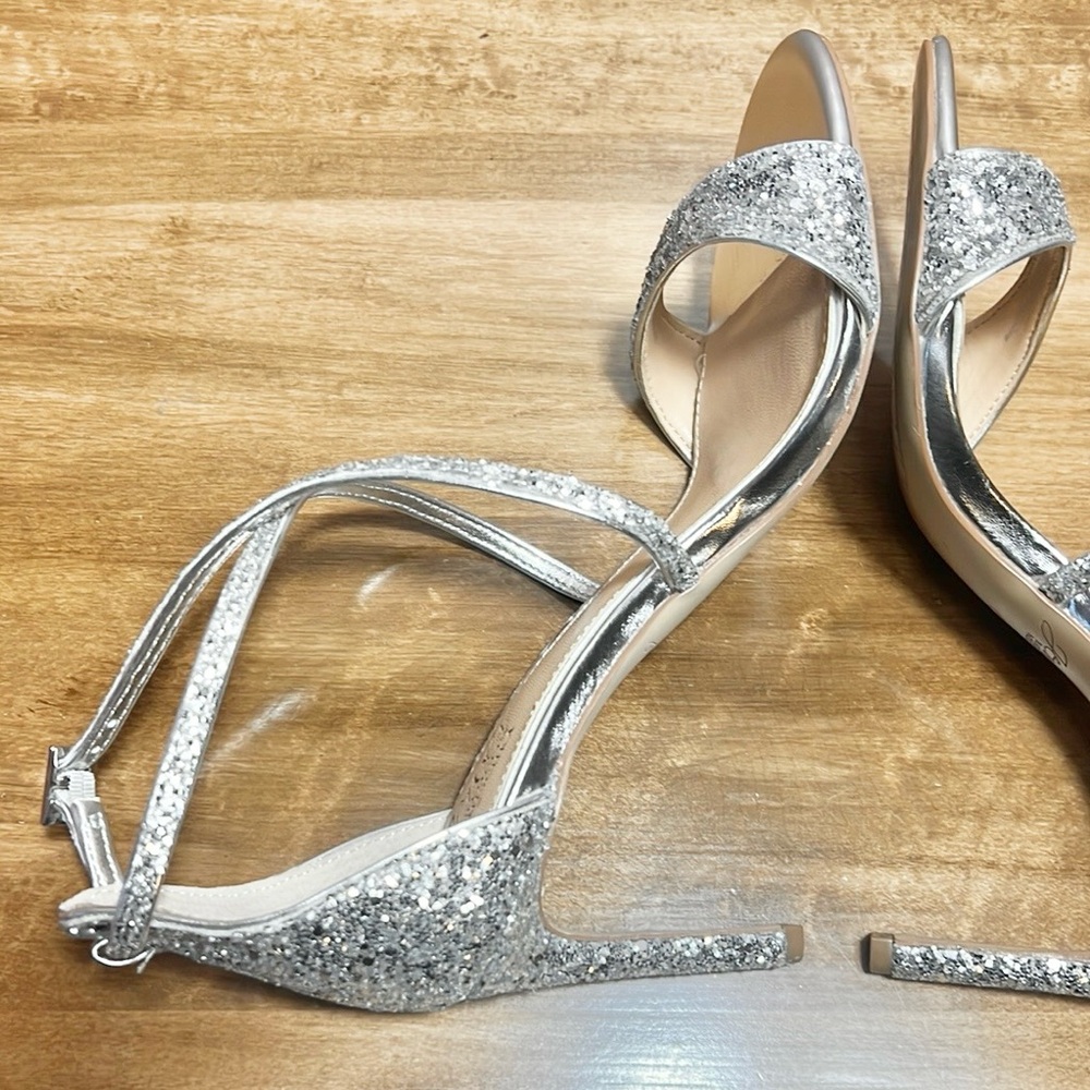 Badgley Mischka Strappy Glitter Heels - Picture 7 of 10